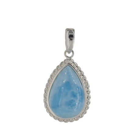 Zawieszka - larimar łza 23x15 mm w srebrze