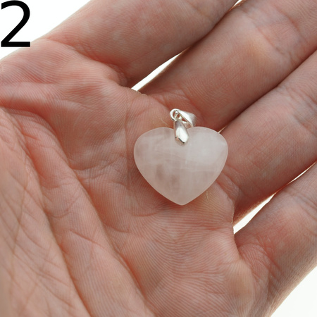 Zawieszka - Kwarc Różowy serce w srebrze