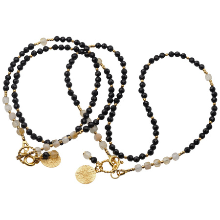 Naszyjnik z turmalinem, cytrynem i hematytem – ręcznie wykonany, srebro pozłacane 925