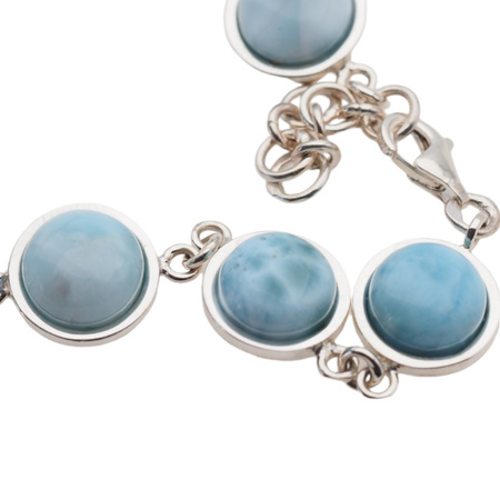 Bransoletka regulowana - Larimar koło w srebrze