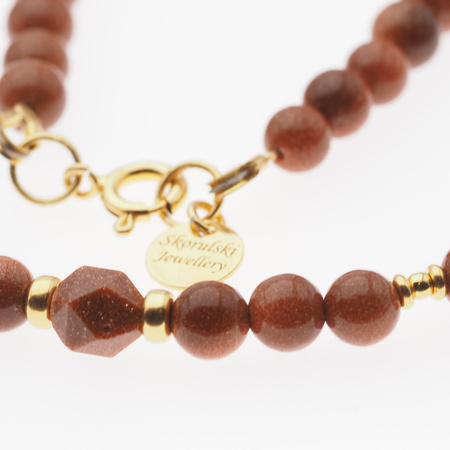 Naszyjnik - Piasek Pustyni kulki i srebro złocone