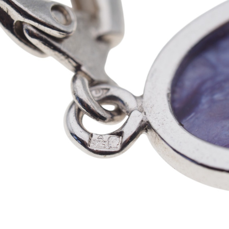 Kolczyki z owalnymi czaroitami w srebrze rodowanym