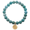 Bransoletka 18,5 cm - Amazonit fasetowany kulki i srebro złocone
