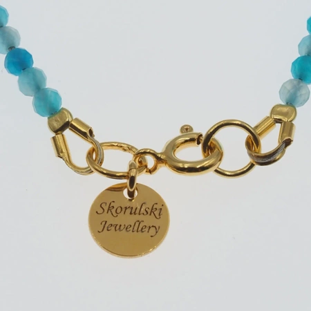 Naszyjnik - cięte Iolit, Amazonit, Hematyt i srebro złocone