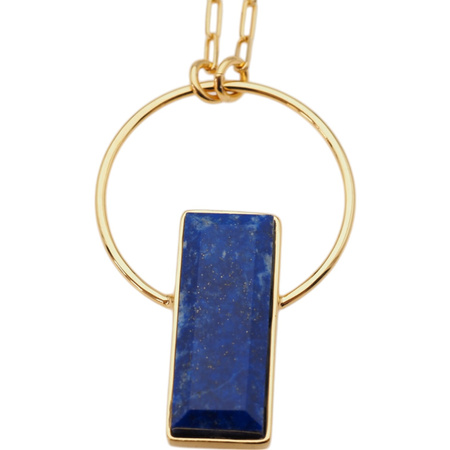 Naszyjnik srebrny złocony - Lapisem Lazuli prostokąt