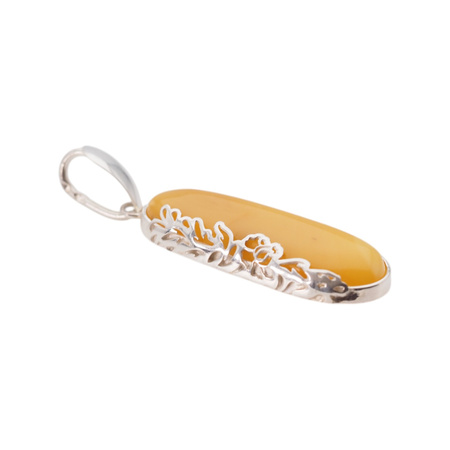 Zawieszka - Bursztyn mleczny w srebrze