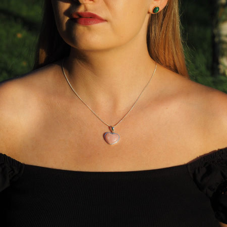 Zawieszka - Opal Różowy serce w srebrze