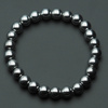 Bransoletka na gumce - Hematyt srebrny kulki 8 mm