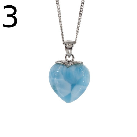 Naszyjnik z zawieszką - larimar serce w srebrze rodowanym