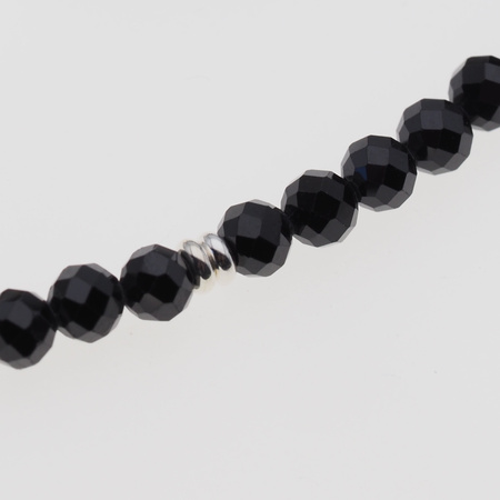 Naszyjnik - Spinel fasetowane kulki, Hematyt i srebro