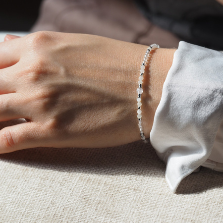 Bransoletka - Kamień Księżycowy, Kryształ Górski i srebro