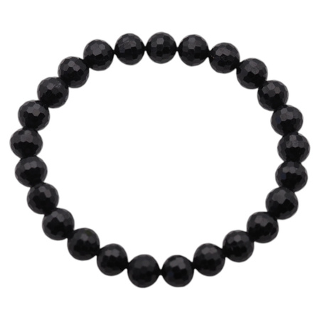 Bransoletka - Turmalin czarny fasetowane kulki 8mm