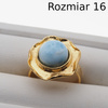 Pierścionek regulowany - okrągły Larimar w złoconym srebrze młotkowanym