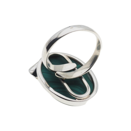 Pierścionek regulowany z owalnym Malachitem w srebrze oksydowanym