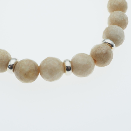 Bransoletka  18 cm - Jadeit fasetowane kulki i srebro na gumce