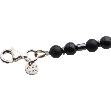 Naszyjnik męski - Jaspis, lawa, Hematyt i srebro