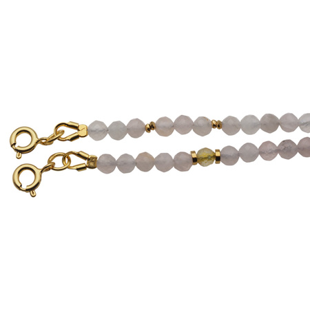 Bransoletka regulowana - Cytryn, Kwarc Różowy i srebro złocone