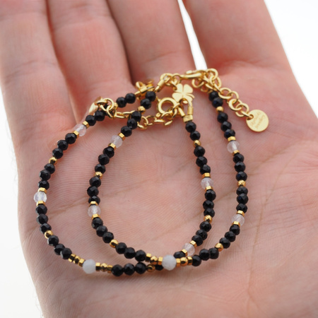 Bransoletka znak zodiaku rak - mix kamieni i srebro złocone