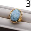 Pierścionek - owalny Larimar w srebrze złoconym z liściem