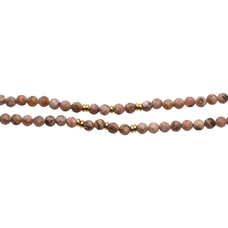 Bransoletka - Rodochrozyt kulki i srebro pozłacane 