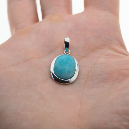 Zawieszka - Amazonit owalny 15x12mm w srebrze rodowanym