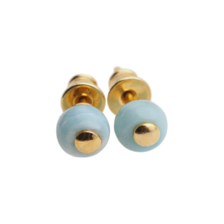 Kolczyki sztyfty z okrągłym Larimarem w srebrze.