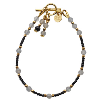 Bransoletka mix - Turmalin, labradoryt, hematyt złoty i srebro złocone