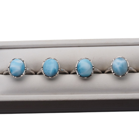 Pierścionek regulowany - owalny Larimar w srebrze rodowanym