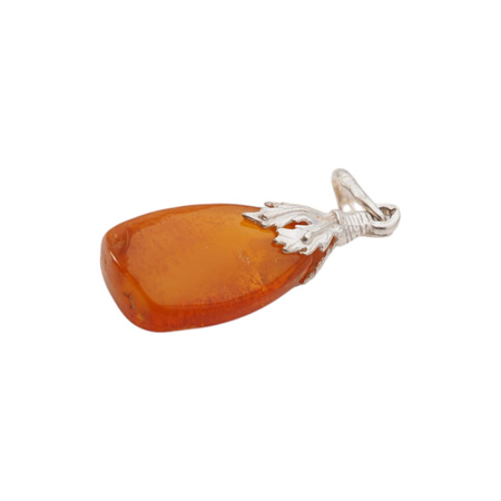 Zawieszka - Bursztyn w srebrze z liściem