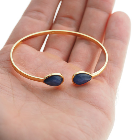 Bransoletka sztywna z Kyanitem w srebrze złoconym