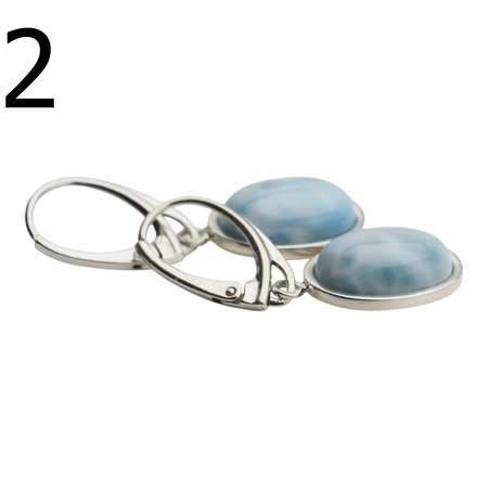 Kolczyki - Larimar owal i srebro