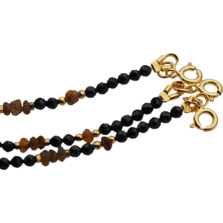 Bransoletka - Turmalin brązowy, Hematyt złoty i srebro złocone