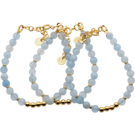 Bransoletka - Akwamaryn kulki 5mm i srebro złocone