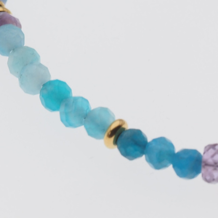 Bransoletka - Amazonit, Ametyst, Apatyt i srebro złocone