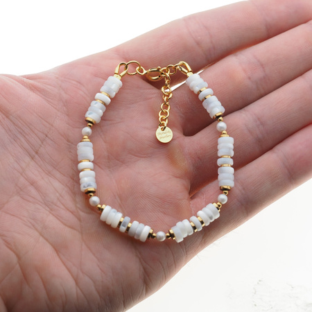 Bransoletka - Muszla, Cytryn, Hematyt złoty i srebro złocone