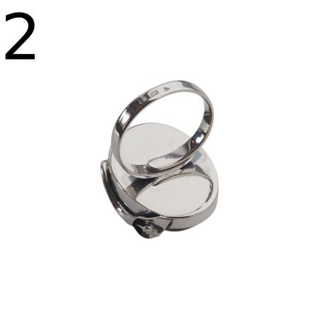 Srebrny pierścionek z Krzemieniem Pasiastym – srebro oksydowane 925, motyw liścia