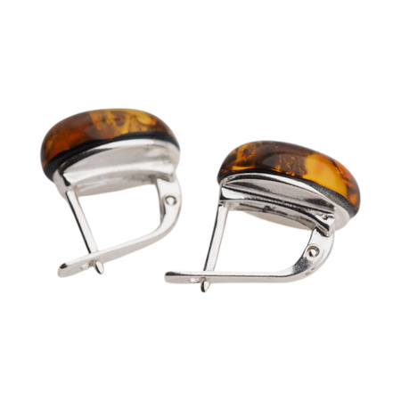 Kolczyki - Bursztyn owal i srebro