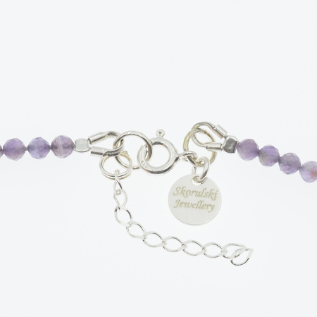 Naszyjnik regulowany - Ametyst fasetowany i srebro (41,5 cm + 3,5 cm)