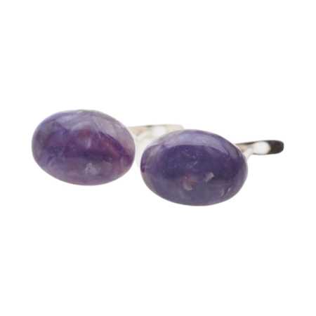 Kolczyki z owalnymi czaroitami w srebrze