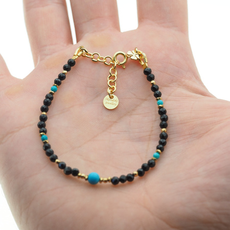 Bransoletka znak zodiaku strzelec - mix kamieni i srebro złocone