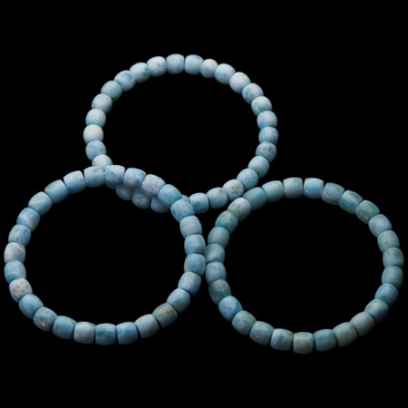 Bransoletka 18,5-19cm na gumce - larimar baryłki 7mm