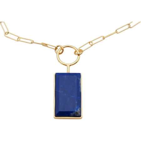 Naszyjnik srebrny złocony z Lapisem Lazuli w kształcie prostokąta