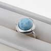 Pierścionek regulowany z okrągłym Larimarem w srebrze