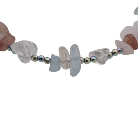 Bransoletka - Kwarc, Cytryn, Hematyt kulki i srebro