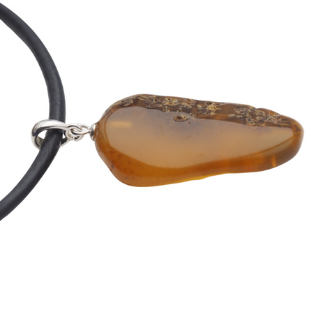 Naszyjnik  na rzemieniu - surowy Bursztyn