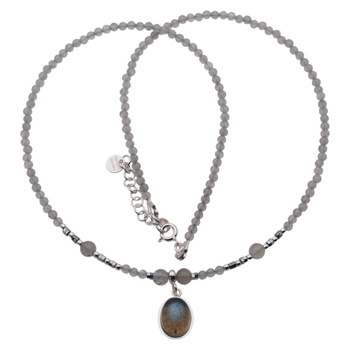 Naszyjnik z zawieszką - Labradoryt i srebro