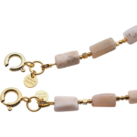 Naszyjnik z kwiatem - Opal Różowy i srebro złocone