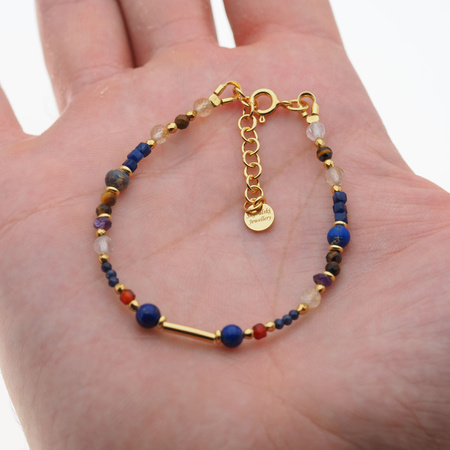 Bransoletka znak zodiaku panna - mix kamieni i srebro złocone