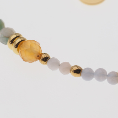 Bransoletka znak zodiaku rak - mix kamieni i srebro złocone