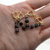 Kolczyki - Granat, czarny Turmalin w srebrze zloconym